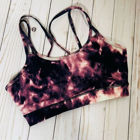 Gaiam Purple Pink White Tie Dye Sports Jog Bra - Picture 1 of 6